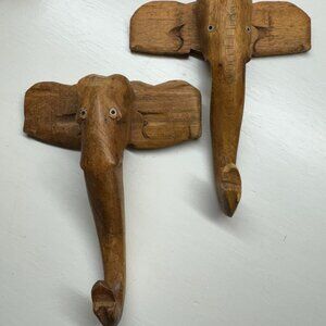 Antique folk art Carved Elephant (Functional Hook)